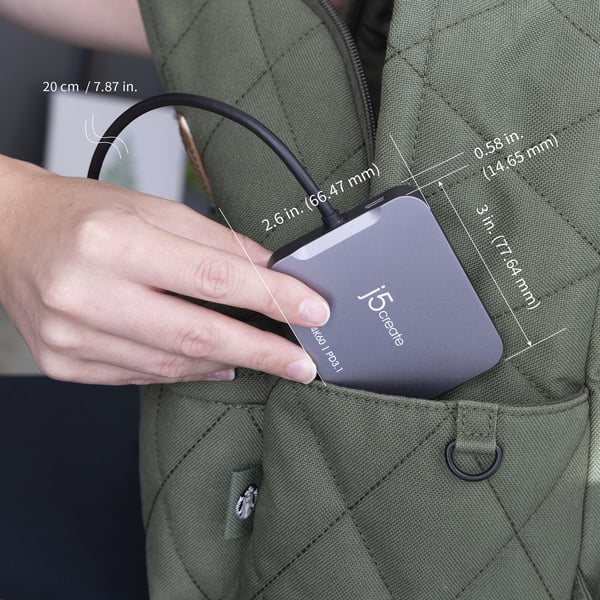 j5create JCD3191-N kannettavien tietokoneiden telakka ja porttitoistin Langallinen USB 3.2 Gen 2 (3.1 Gen 2) Type-C Harmaa