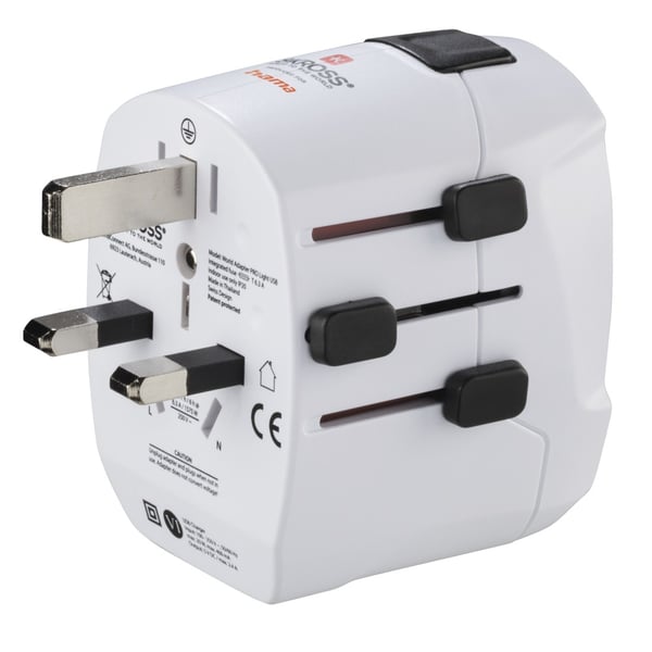 Hama World Travel Pro Light USB pistorasia-adapteri Universaali Valkoinen