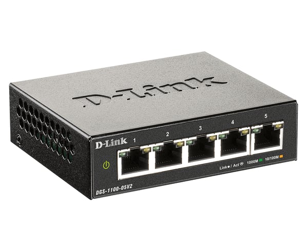 D-Link DGS-1100-05V2/E netværksswitch Administreret L2 Gigabit Ethernet (10/100/1000) Sort