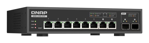 QNAP QSW-L3208-2C6T verkkokytkin Hallittu L2 10G Ethernet (100/1000/10000) Työpöytä Musta