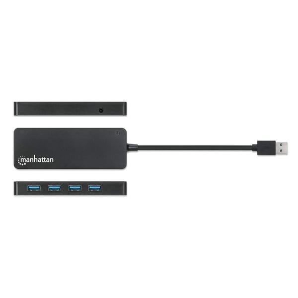 Manhattan 164900 gränssnittshubbar USB 3.2 Gen 1 (3.1 Gen 1) Type-A 5000 Mbit/s Svart