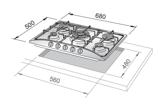 De’Longhi FFS 57 ASV kogeplade Havre Indbygget 68 cm Gaskomfur 5 zone(s)