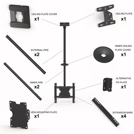 Multibrackets 5460 skærmbeslag til skiltning 139,7 cm (55") Sort