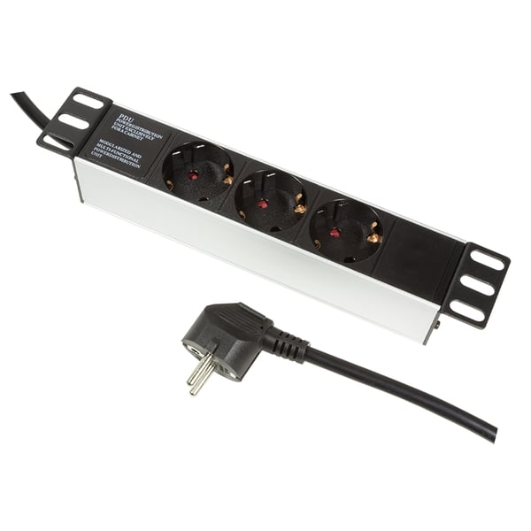 LogiLink PDU3B01 tehonjakeluyksikkö 3 AC-pistorasia(a) 1U Musta