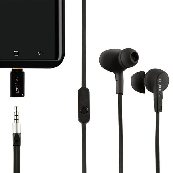 LogiLink UA0356 kabel kønsskifter USB-C 3.5 mm Sort