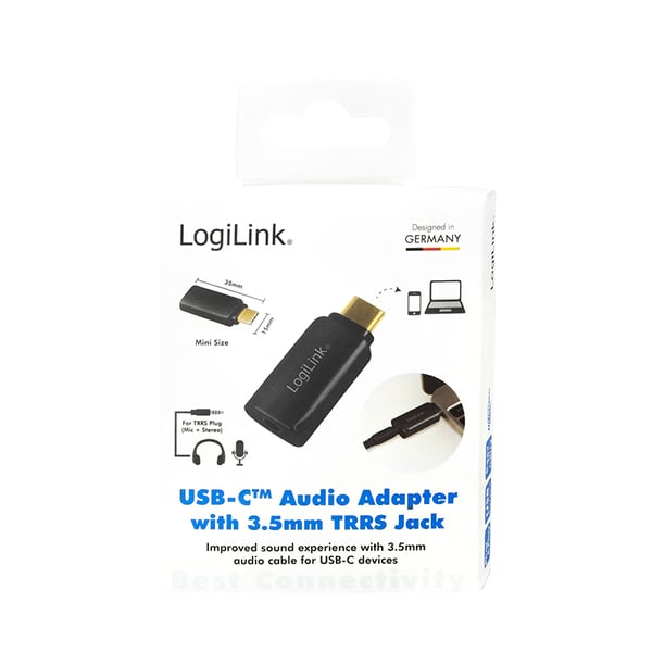 LogiLink UA0356 kabel kønsskifter USB-C 3.5 mm Sort