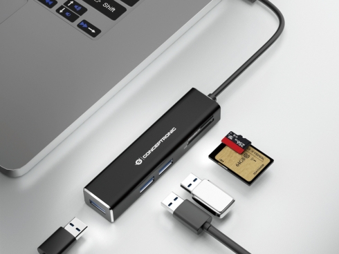 Conceptronic DONN08B kannettavien tietokoneiden telakka ja porttitoistin USB 3.2 Gen 1 (3.1 Gen 1) Type-C Musta