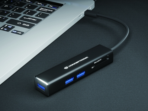 Conceptronic DONN08B kannettavien tietokoneiden telakka ja porttitoistin USB 3.2 Gen 1 (3.1 Gen 1) Type-C Musta