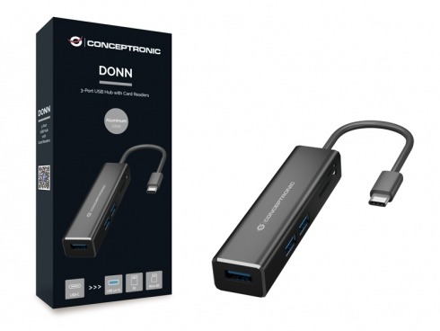 Conceptronic DONN08B kannettavien tietokoneiden telakka ja porttitoistin USB 3.2 Gen 1 (3.1 Gen 1) Type-C Musta
