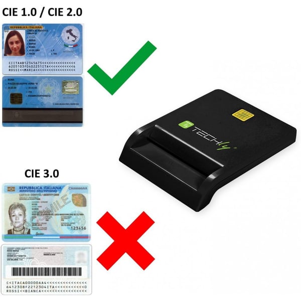 Techly I-CARD CAM-USB2TYC läsare smarta kort inomhus USB USB 2.0 Svart