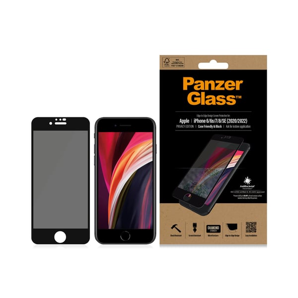 PanzerGlass ® Privacy Skærmbeskyttelse iPhone SE (2020/2022) | 8 | 7 | 6 | 6s | Edge-to-Edge