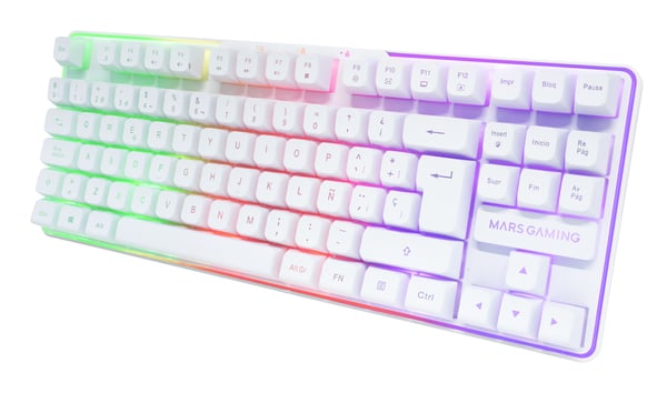 Mars Gaming MCPWTKLWES tastatur Mus inkluderet Spil RF trådløs + USB QWERTY Spansk Hvid