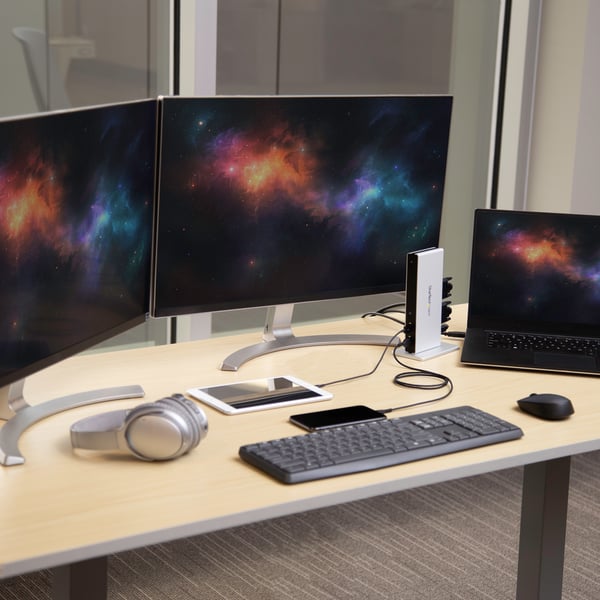 StarTech.com USB 3.0-dockningsstation för dubbla skärmar med DVI och vertikalt stativ