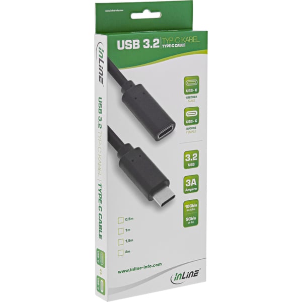 InLine 35772 USB-kabel USB 3.2 Gen 2 (3.1 Gen 2) 2 m USB C Sort