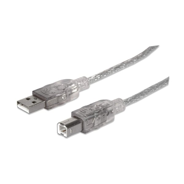 Manhattan 345408 USB-kablar USB 2.0 5 m USB A USB B 0,48 Gbit/s Silver