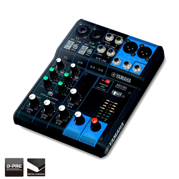 Yamaha MG06 ljudmixbord 6 kanaler Svart
