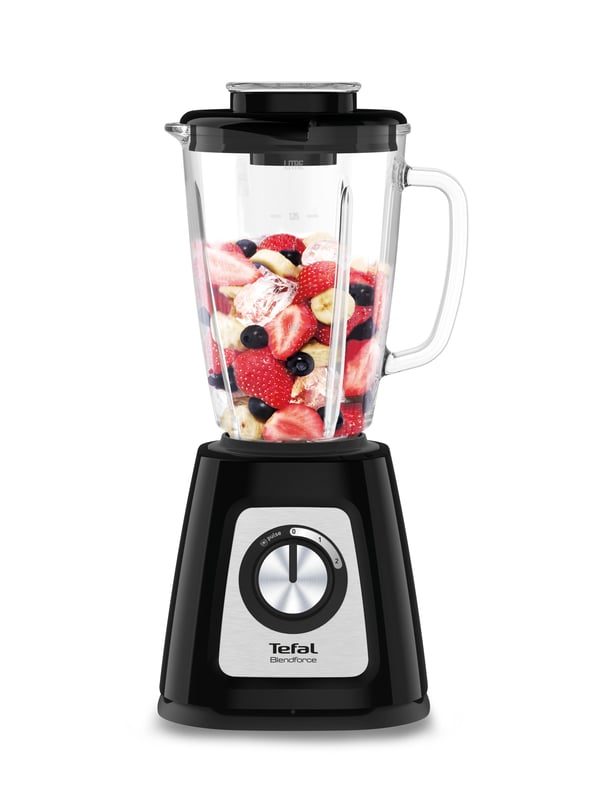 Tefal BlendForce II BL4388 tehosekoitin 1,25 L Pöydällä pidettävä tehosekoitin 800 W Musta, Harjattu teräs