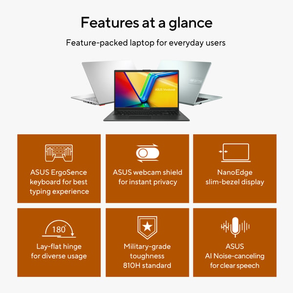 ASUS Vivobook Go 15 E1504FA-BQ5403W AMD Ryzen™ 5 40 Laptop 39,6 cm (15.6") Fuld HD 8 GB LPDDR5-SDRAM 512 GB SSD Wi-Fi 6E (802.11ax) Windows 11 Home Sort QWERTY Hollandsk