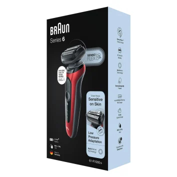 Braun Series 6 61-R1000s Folie shaver Sort, Rød