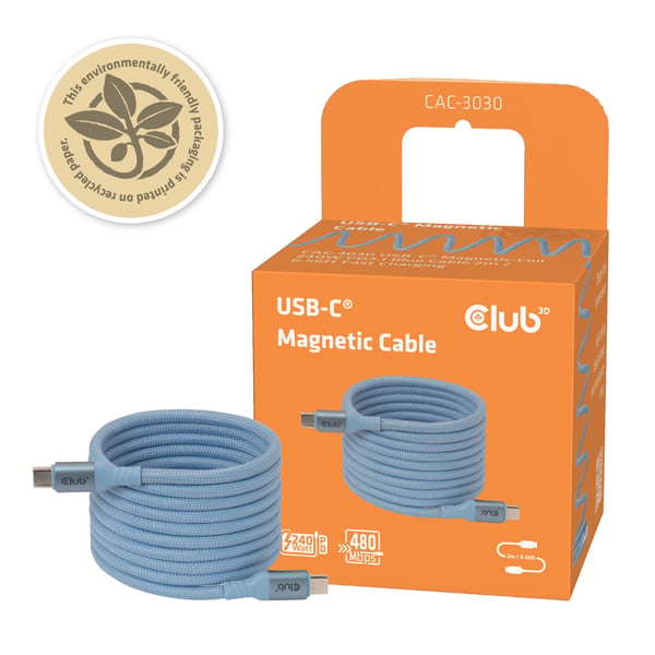 Club 3D USB Type C ->C blå Bi-direktionelt kabel USB-C - Kabel - Digital/Data