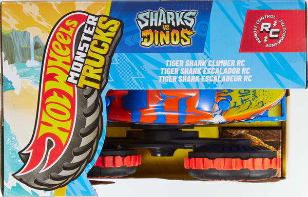 Hot Wheels Monster Trucks Tiger Shark Climber fjernstyret køretøj, batteridrevet fjernstyret legetøjstruck