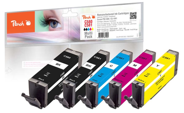 Peach PI100-356 - Yhteensopiva - Musta - Syaani - Magenta - Keltainen - Canon - Monipakkaus - Pixma TR 7500 S