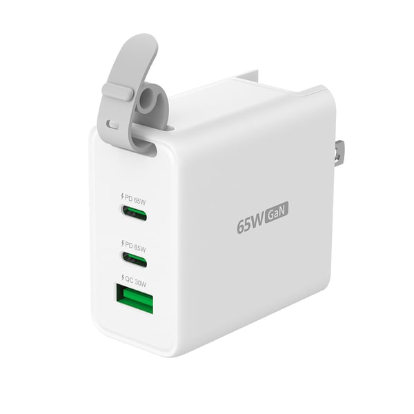 j5create 65W GaN USB-C 3-portars reseladdare med utbytbara AC-kontakter och USB-C-kabel