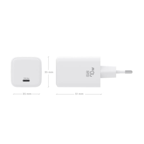 AISENS ASCH-70W1P088-W oplader til mobil enhed Mobiltelefon, Smartphone, Digitalt kamera, Universel, Tablet, MP3, MP4, Bærbar spillekonsol Hvid Vekselstrøm Hurtig opladning Indendørs