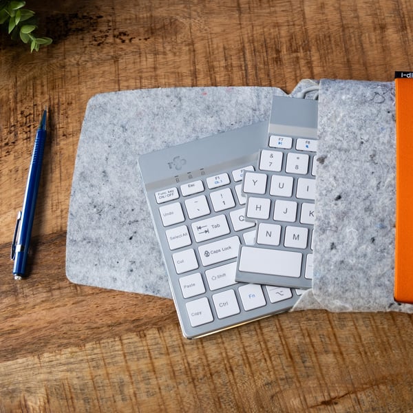 R-Go Tools R-Go Pouch vilten etui voor Split toetsenbord, tasje gemaakt van gerecycled textiel, sociaal product, grijs