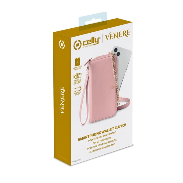 Celly Venere mobiltelefon etui 16,5 cm (6.5") Tegnebogsetui Lyserød