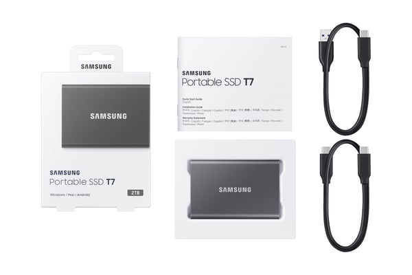 Samsung Portable SSD T7 2 TB USB Type-C 3.2 Gen 2 (3.1 Gen 2) Harmaa