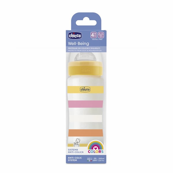Chicco 00028637110000 nappflaskor 330 ml Translucent, Vit, Gul Plast