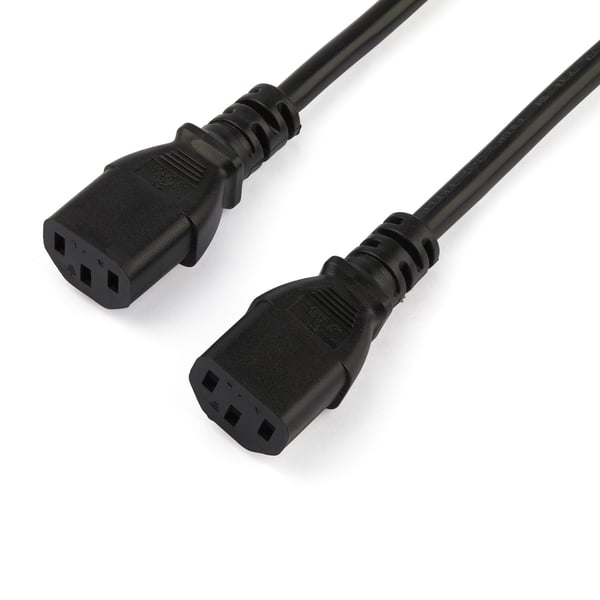 StarTech.com 2 m Computer Y Strømkabel, 18AWG, EU Schuko til 2x C13, 10A 250V, Erstatnings AC Strømkabel