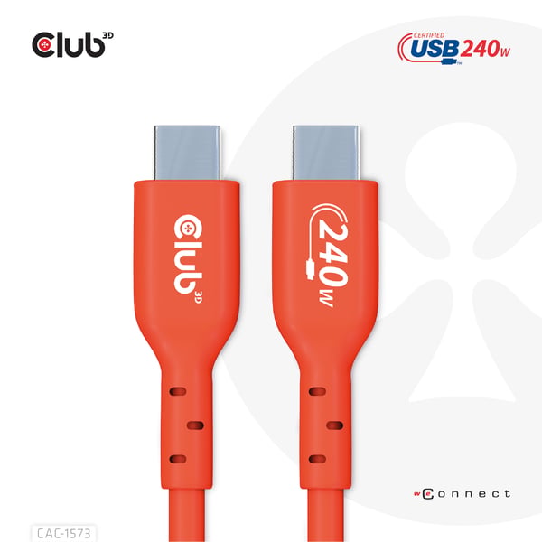 CLUB3D CAC-1573 USB-kaapeli USB 2.0 2 m USB C 0,48 Gbit/s 240 W Punainen