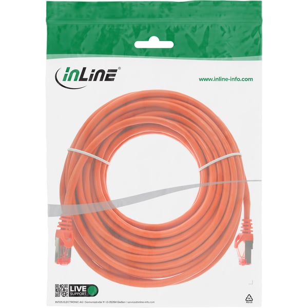 InLine 4043718037032 nätverkskablar Orange 20 m Cat6 S/FTP (S-STP)