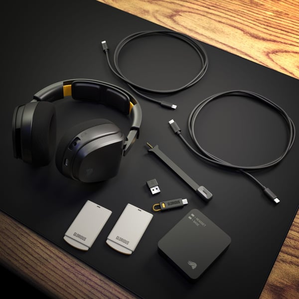Glorious Gaming GHS Wireless InfinitePlay Headset Trådløs Spil Bluetooth Opladningsstativ Sort
