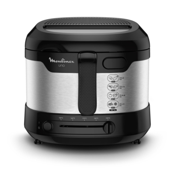 Moulinex AF215D10 frituregryde Enkelt Enkeltstående Sort, Rustfrit stål