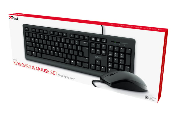 Trust 23971 näppäimistö Sisältää hiiren Office USB QWERTY Italia Musta