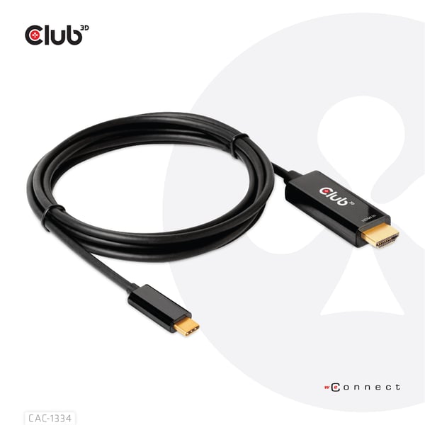 CLUB3D CAC-1334 videokabeladapter 1,8 m HDMI Typ A (standard) USB Type-C Svart