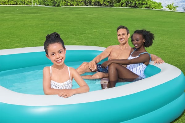 Bestway 54446 ovan mark-svimmingpooler Uppblåsbar pool Fyrkantig Blå, Vit