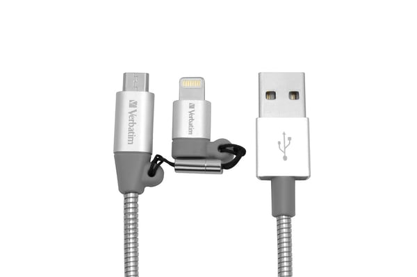 Verbatim 48869 USB-kabel 1 m USB A Micro-USB B/Lightning Aluminium, Grå