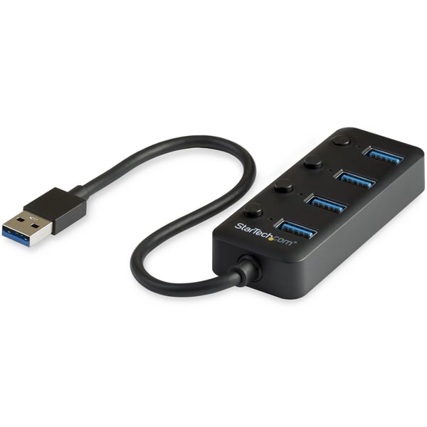 StarTech.com USB 3.0-hubb med 4 portar - USB-A till 4x USB 3.0 Type-A med individuella switchar för portar - USB 3.2 Gen. 1 med SuperSpeed 5Gbps - USB-bussdriven - Bärbar - 25 cm ansluten kabel StarTech.com USB 3.0-hubb med 4 portar - USB-A till 4x USB 3.0 Type-A med individuella switchar för portar - USB 3.2 Gen. 1 med SuperSpeed 5Gbps - USB-bussdriven - Bärbar - 25 cm ansluten kabel