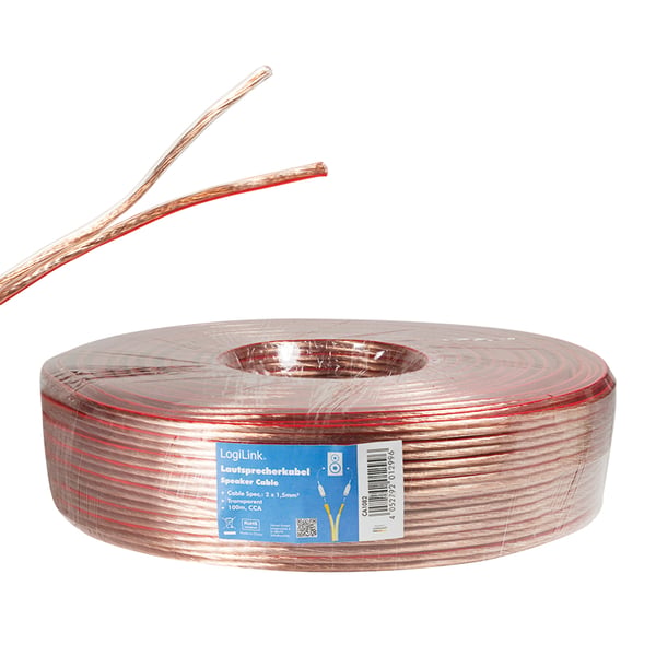 LogiLink CA1082 audiokaapeli 100 m Läpinäkyvä