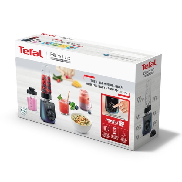 Tefal Blend Up BL19H4F0 blender 0,85 L Bordplade blender 1000 W Blå, Transparent