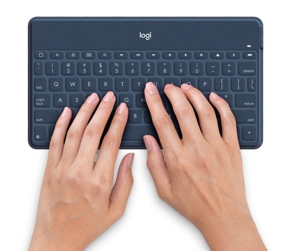 Logitech 920-010044 mobiililaitteiden näppäimistö QWERTY Espanja Bluetooth Sininen, Oranssi