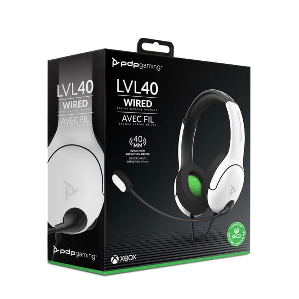 PDP LVL40 STEREO TRÅDBUNDET HEADSET XBOX VIT