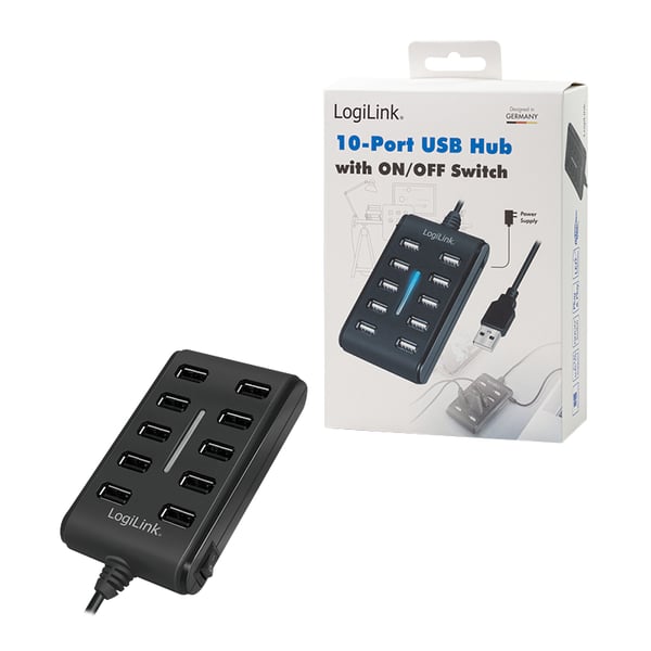 LogiLink UA0125 interface hub USB 2.0 480 Mbit/s Sort