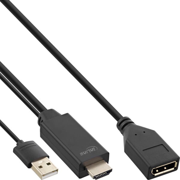 InLine 17168P videokabel adapter 0,3 m HDMI Type A (Standard) DisplayPort Sort InLine 17168P videokabel adapter 0,3 m HDMI Type A (Standard) DisplayPort Sort