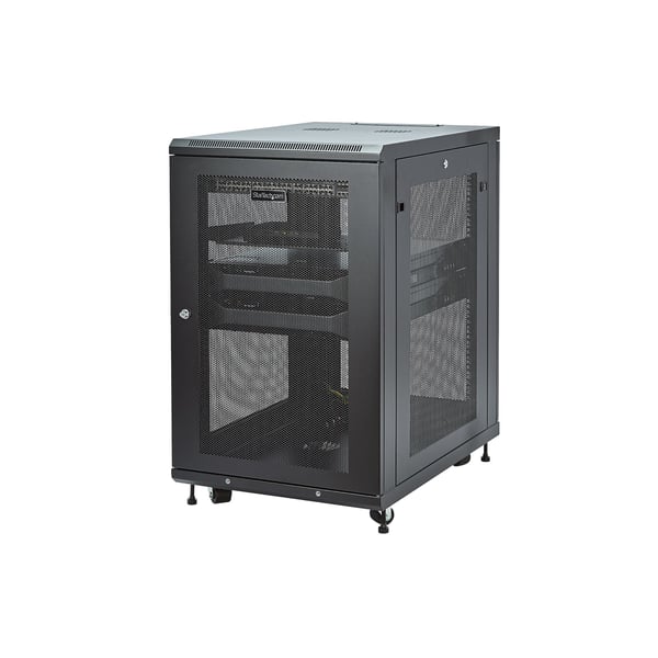 StarTech.com 18U Enterprise-klassat Serverrack-kabinett Kit, 19" slutet 4-Post rack med hylla och Cable Management, 75 cm monteringsdjup, 450kg (992lb) kapacitet