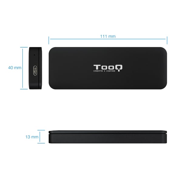 TooQ TQE-2280B drevkabinet SSD kabinet Sort M.2